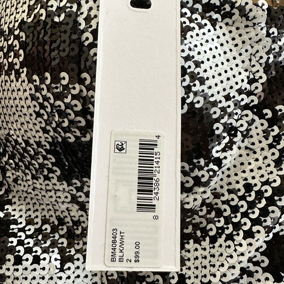 Steve Madden Reta Black White Sequin Embellished Strapless Mini Dress Size 2 NWT - Picture 6 of 6